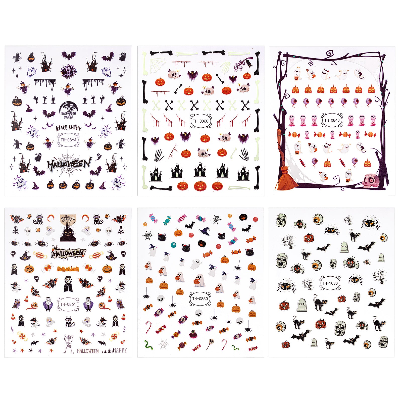 Halloween Nail Art Stickers (6-Sheet Set)