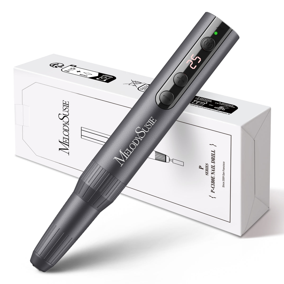 PC180E Pen-Shaped Rechargeable Nail Drill 25,000RPM - Black