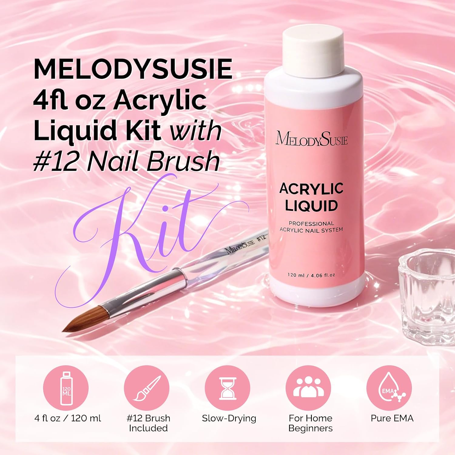 EMA Monomer Acrylic Nail Liquid and Nail Brush