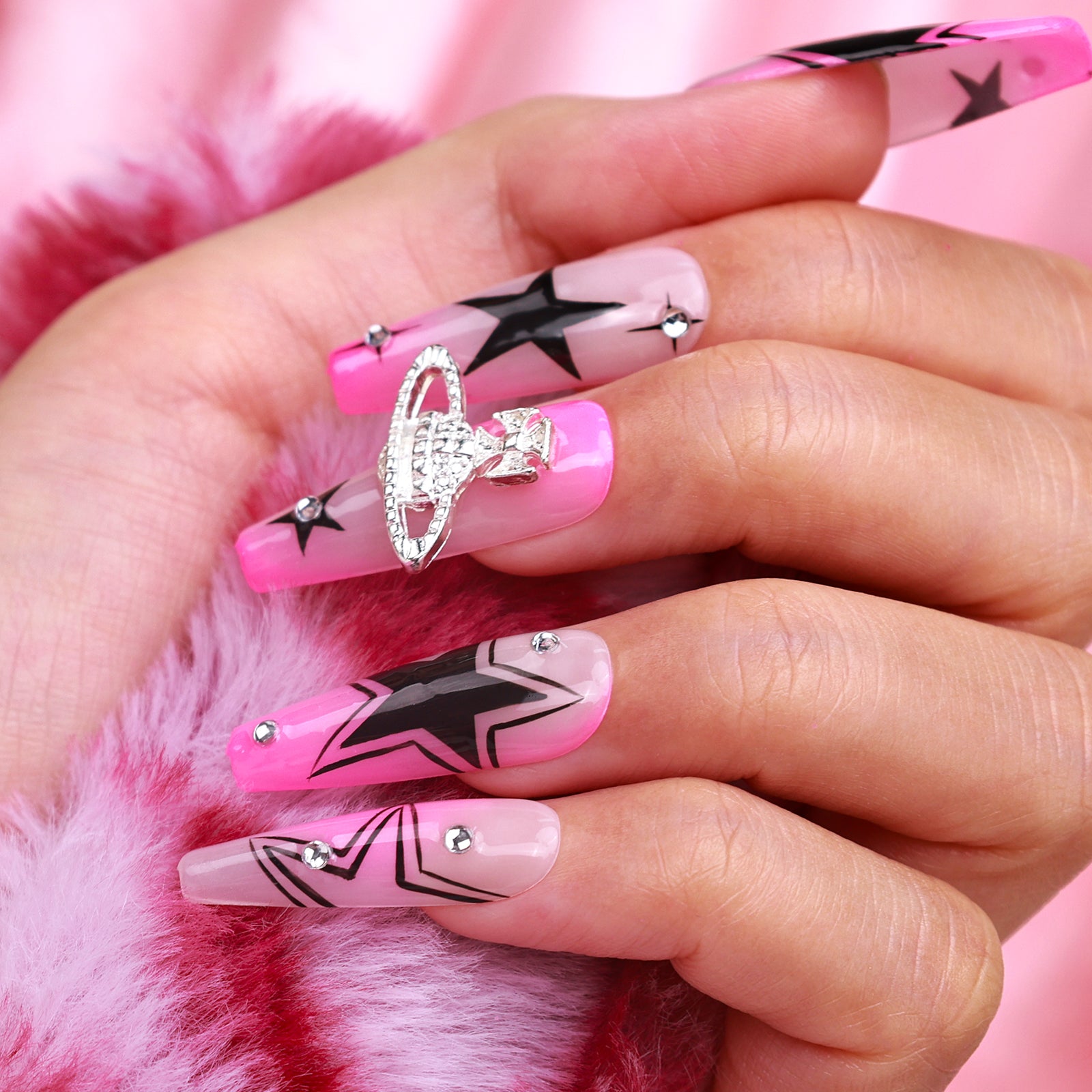Pink Universe Coffin Medium Press on Nails | Melodysusie