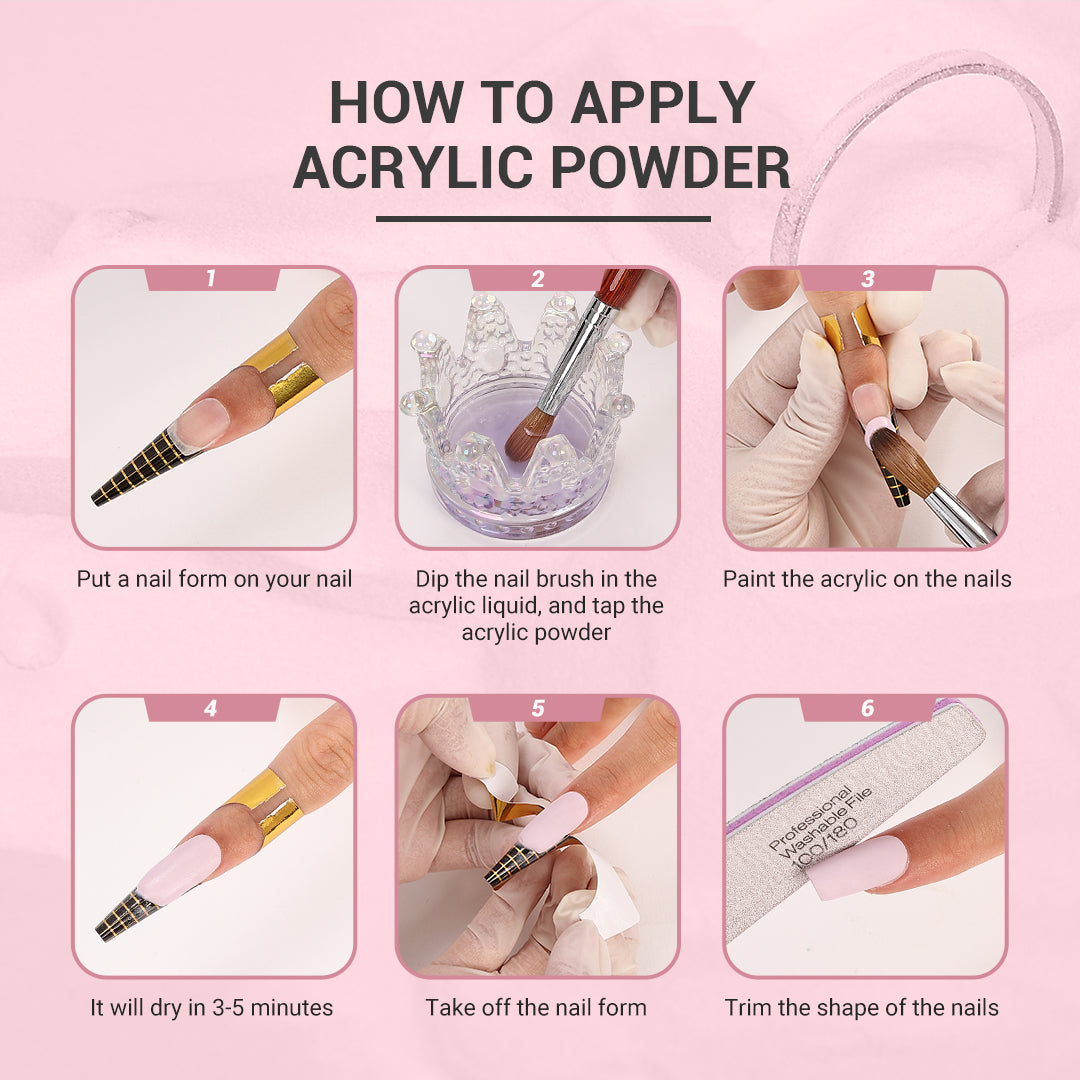Acrylic Powder Liquid Kit with Nail Tips Manicure Tools for Acrylic Nail  Art | eBay