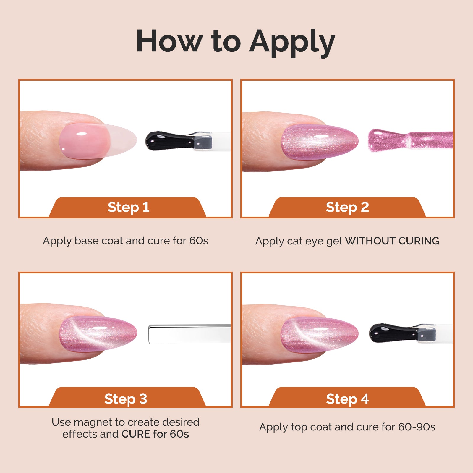 Jeweliver Cat Eye HEMA-Free & TPO-Free Gel Nail Polish 0.5 fl oz/15ml - Gold Pink 1401