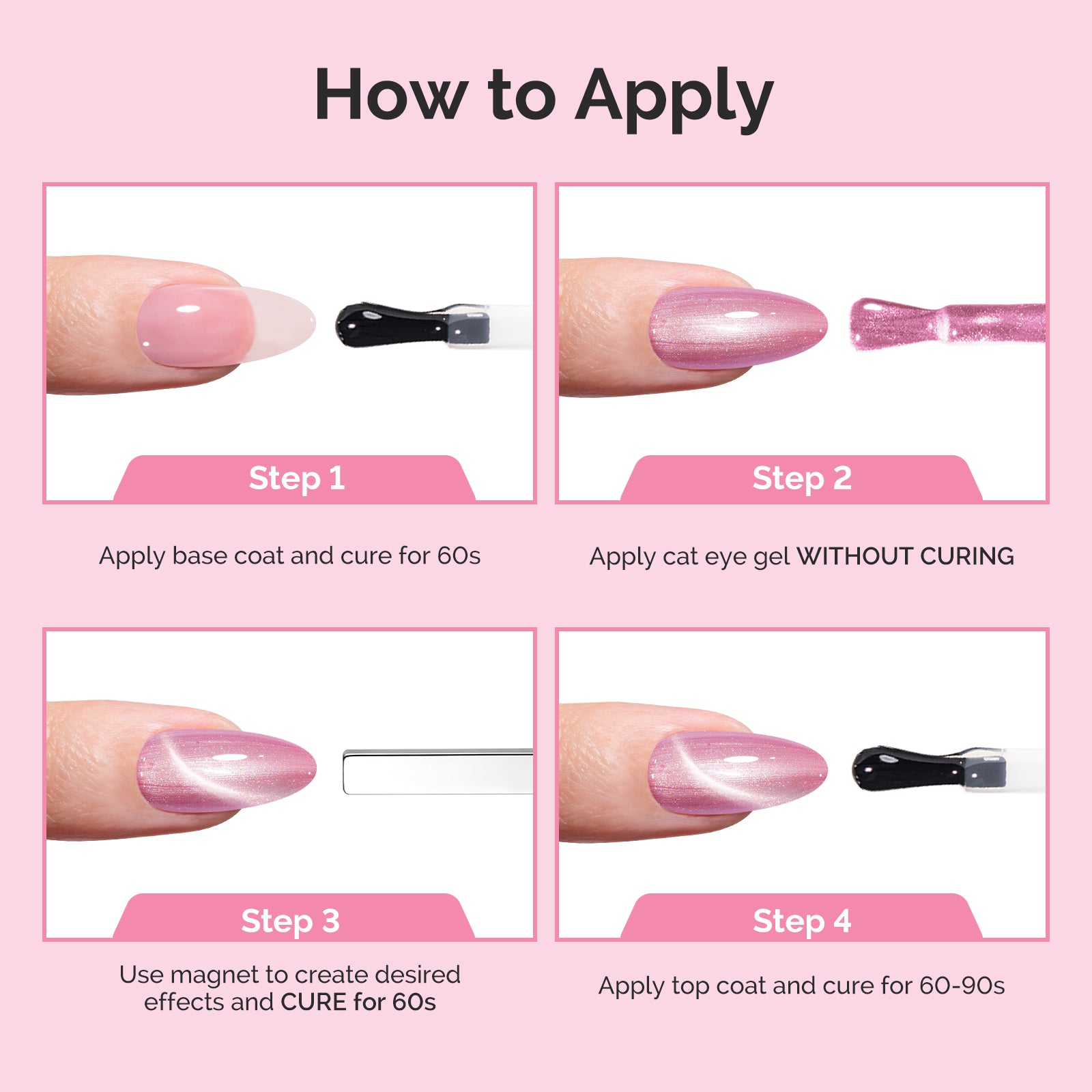 Jeweliver Cat Eye HEMA-Free & TPO-Free Gel Nail Polish 0.5 fl oz/15ml - A-1603 Pearl Bubblegum Pink