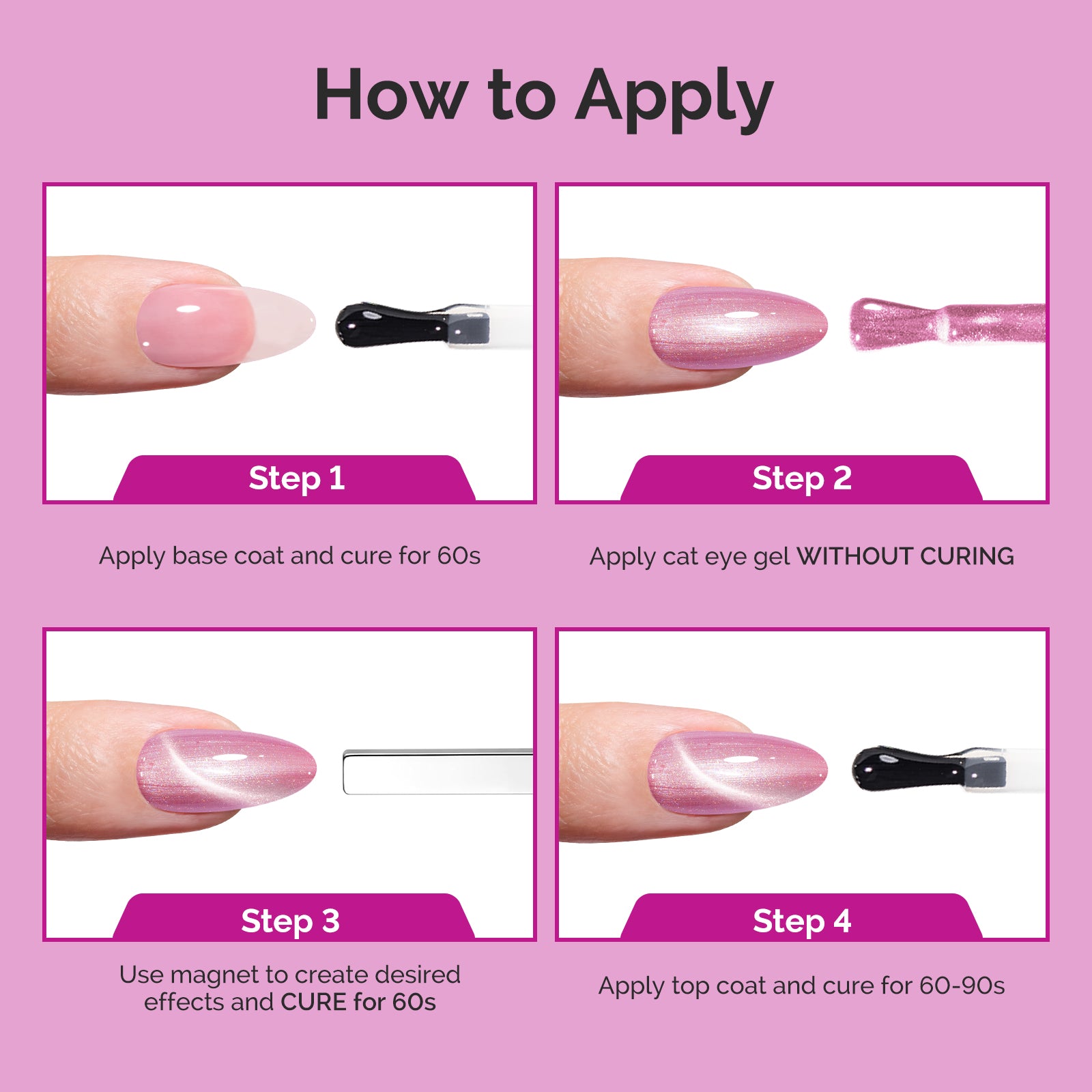 Jeweliver Cat Eye HEMA-Free & TPO-Free Gel Nail Polish 0.5 fl oz/15ml - 9D Chameleon Pink 1601