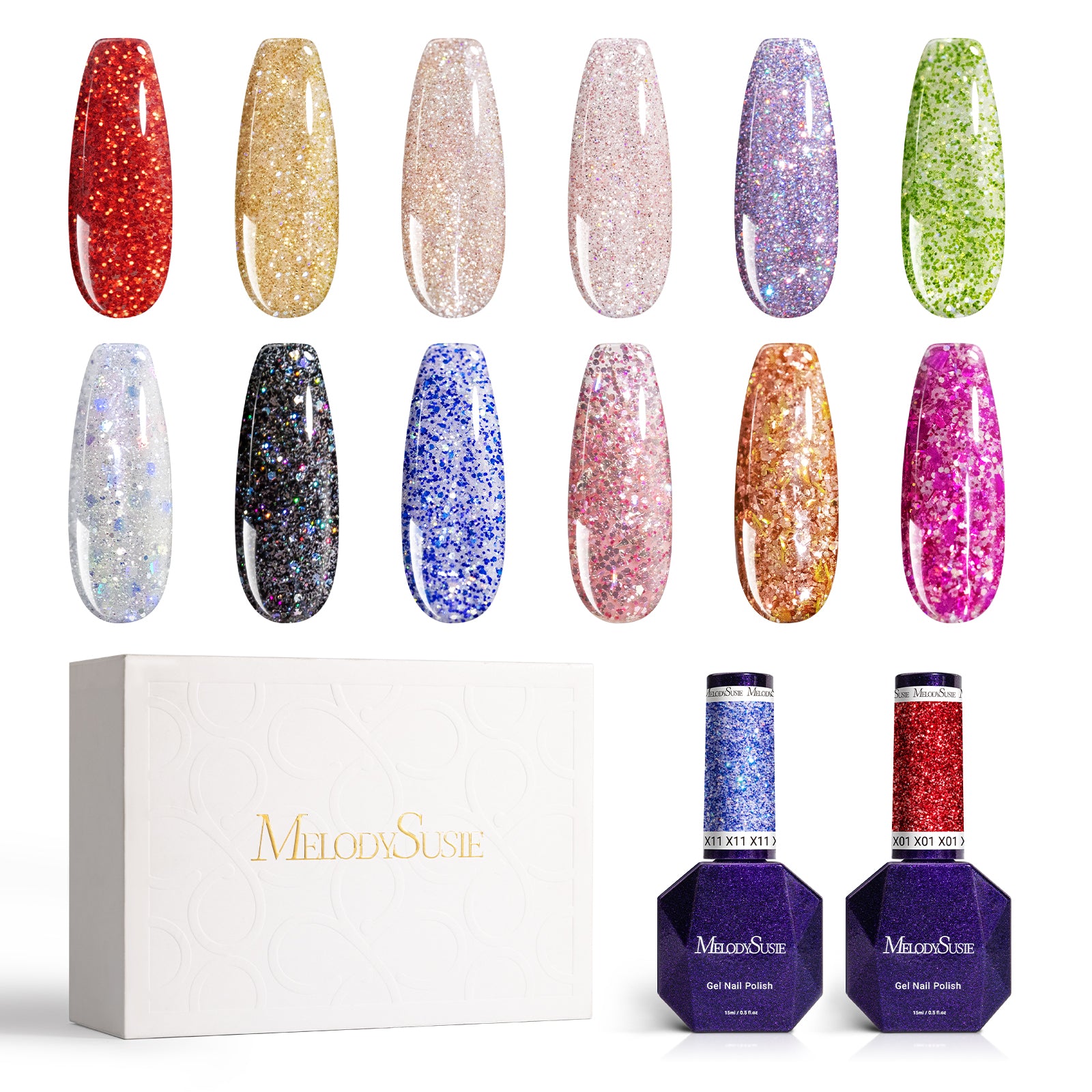 Galaliver Glitter Gel Nail Polish Set - 12 Colors