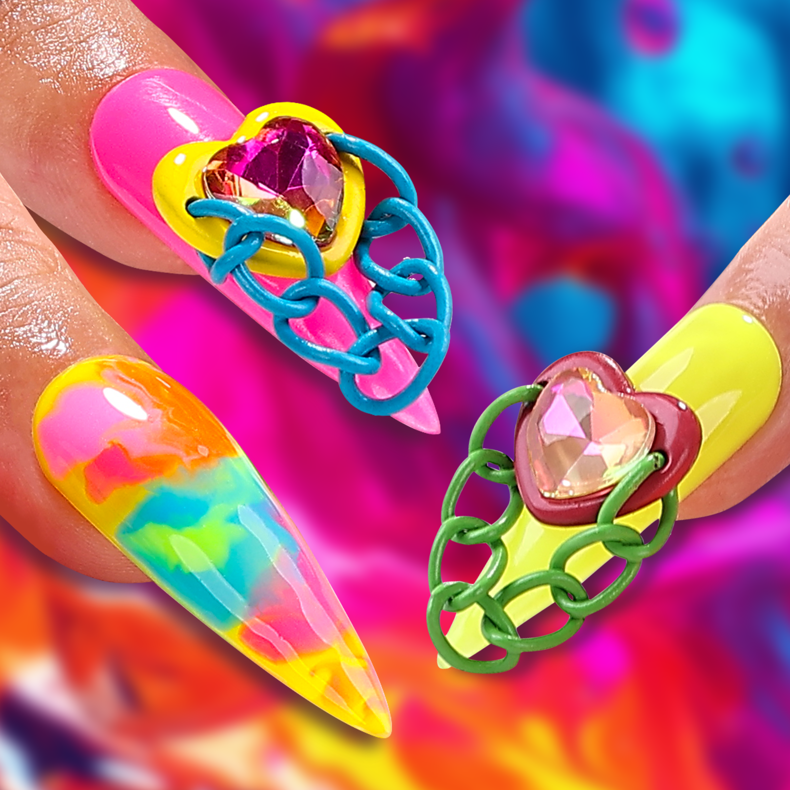 Rainbow Sundae Stiletto Medium Press On Nails| MelodySusie