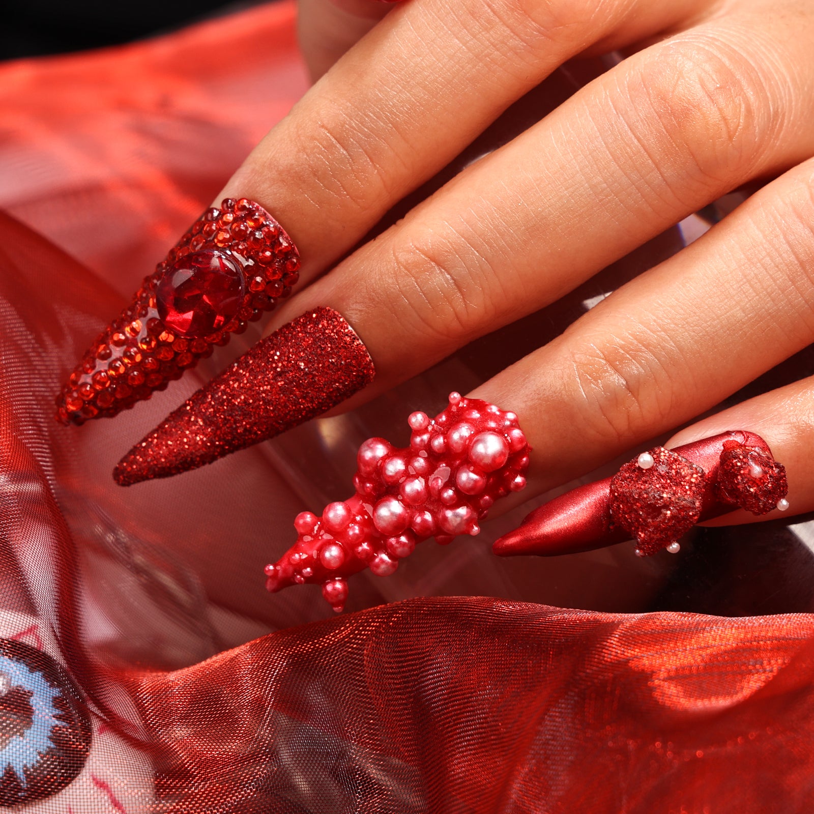 Bad Blood Stiletto Mid Length Press On Nails