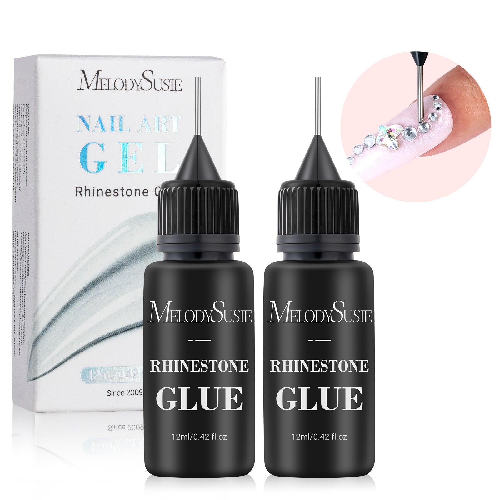 2Pcs 12ml Nail Rhinestone Glue