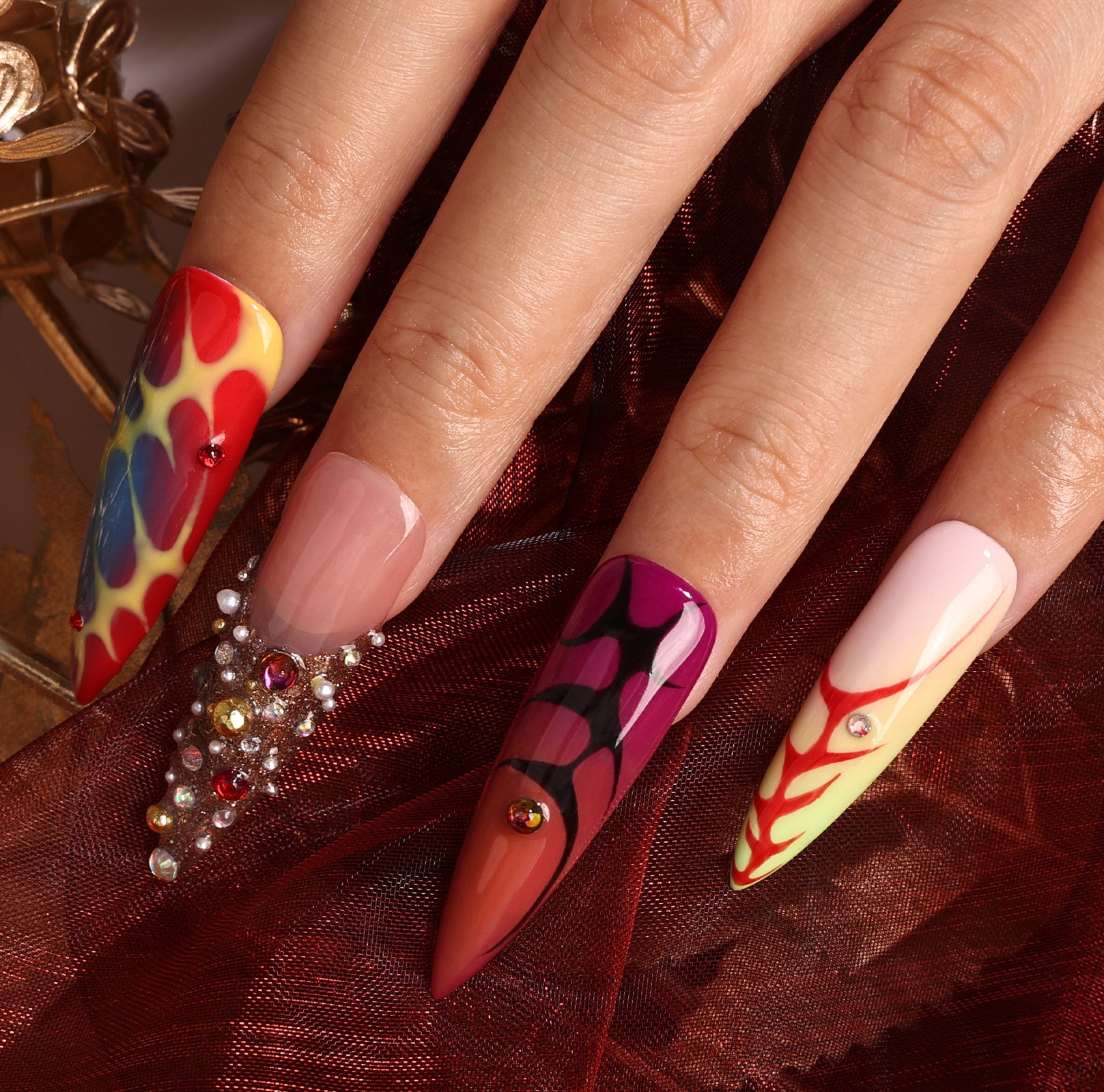 Bloody Night Stiletto Mid Length Press On Nails