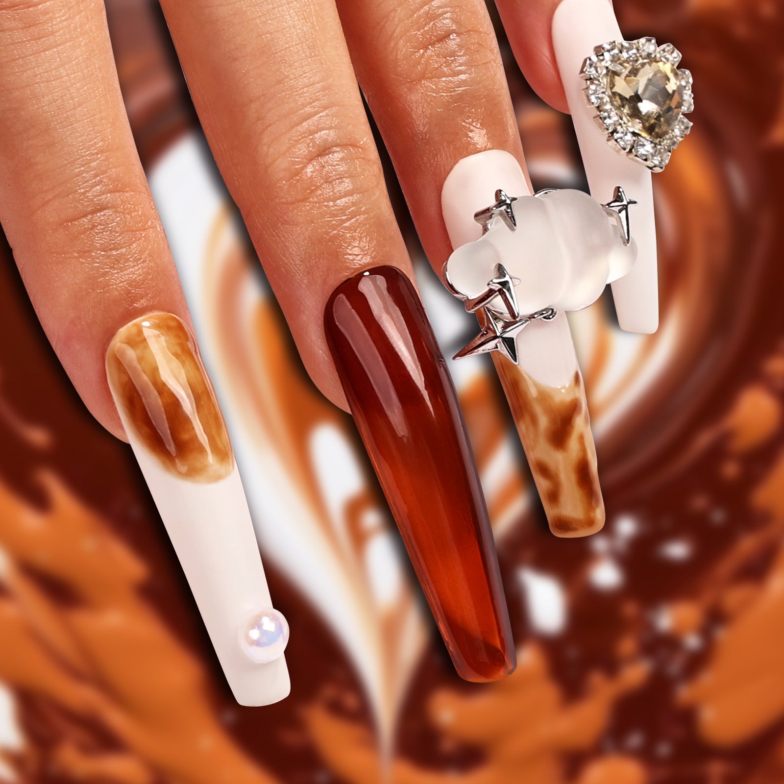 Bubble Tea Coffin Xtreme Press On Nails