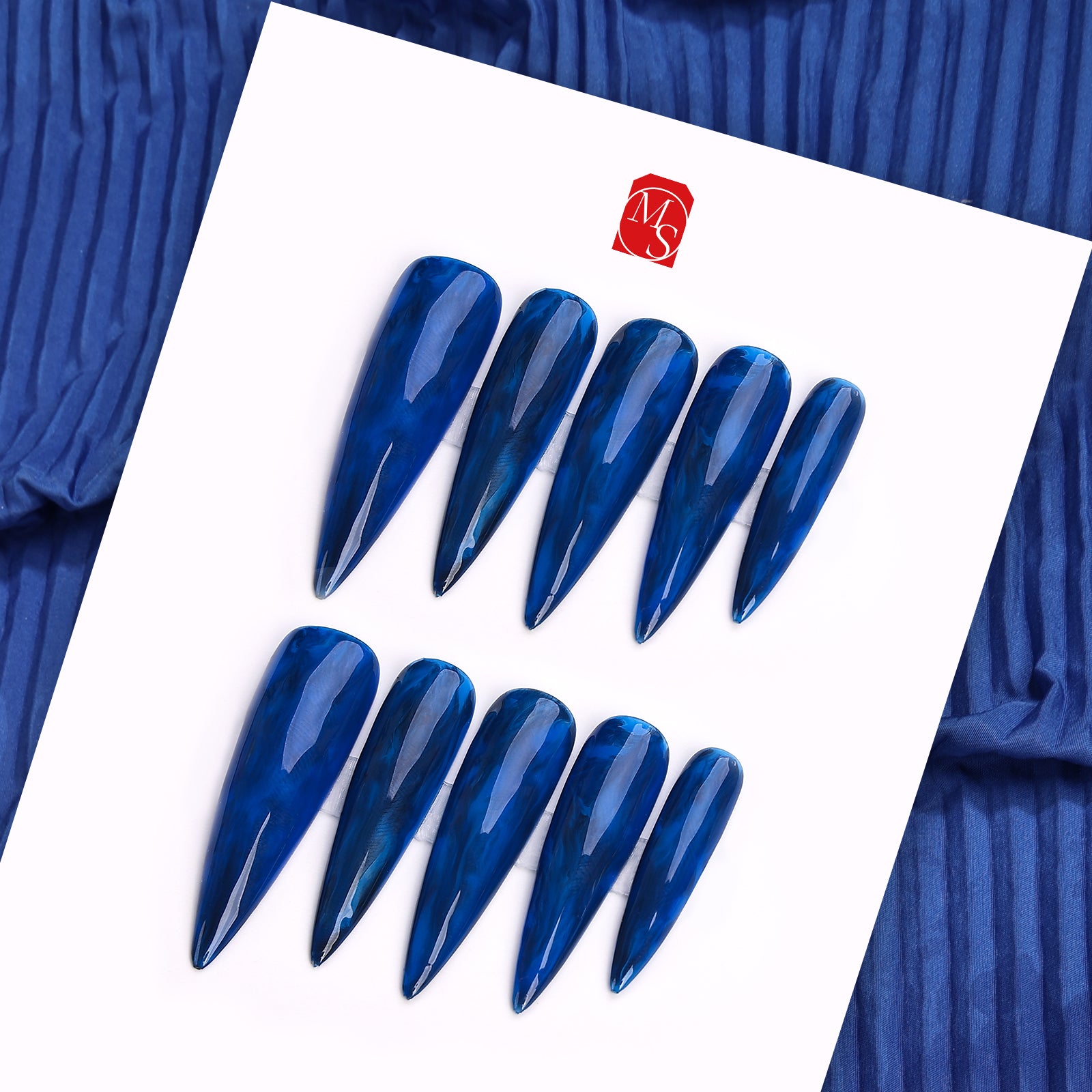 Blue Lagoon Stiletto Long Press On Nails | MelodySusie