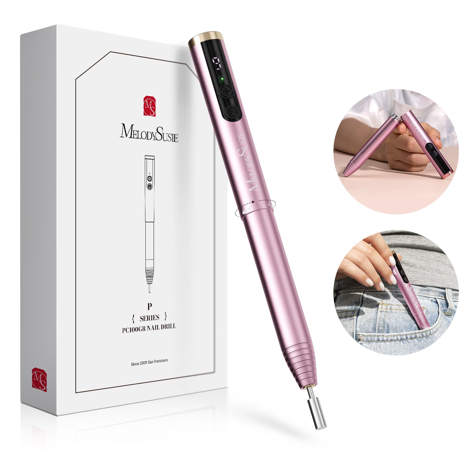 PocketNail PC100GR/PC100G Pen-Shaped Portable Nail Drill 20,000RPM