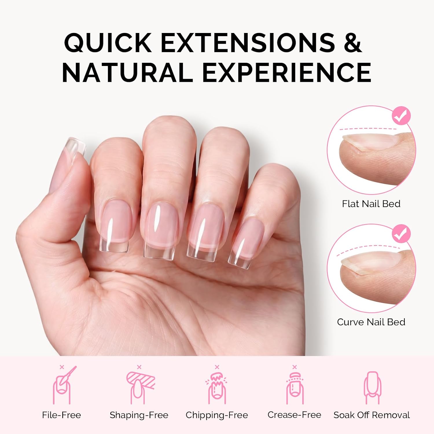 160Pcs Half Matte Clear Acrylic Full Cover Nail Tips