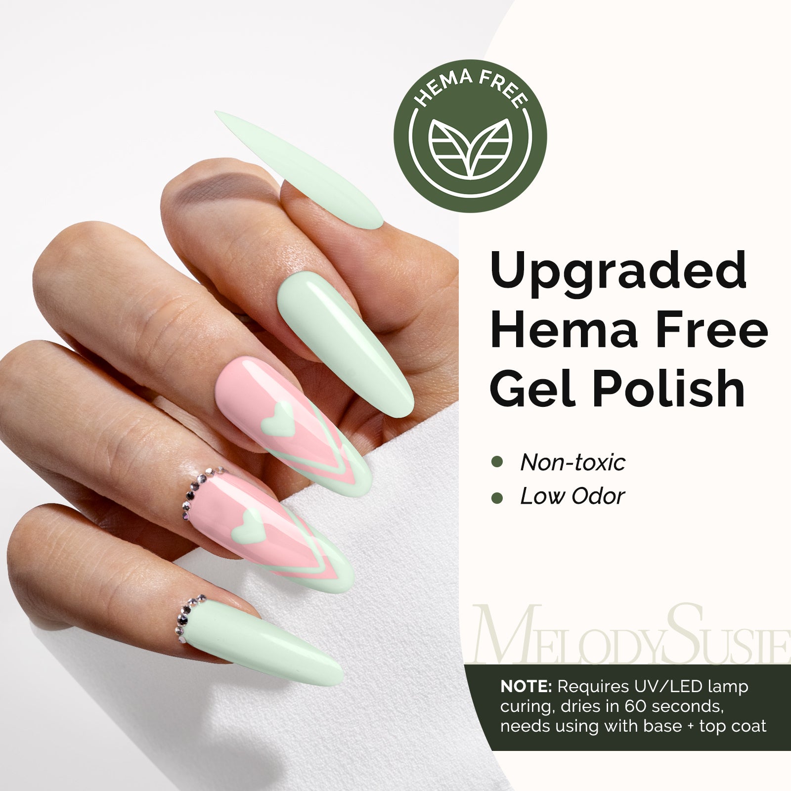 Hema Free Gel Nail Polish 0.5 fl oz/15ml - K0836 Thick Creamy Light Mint Green