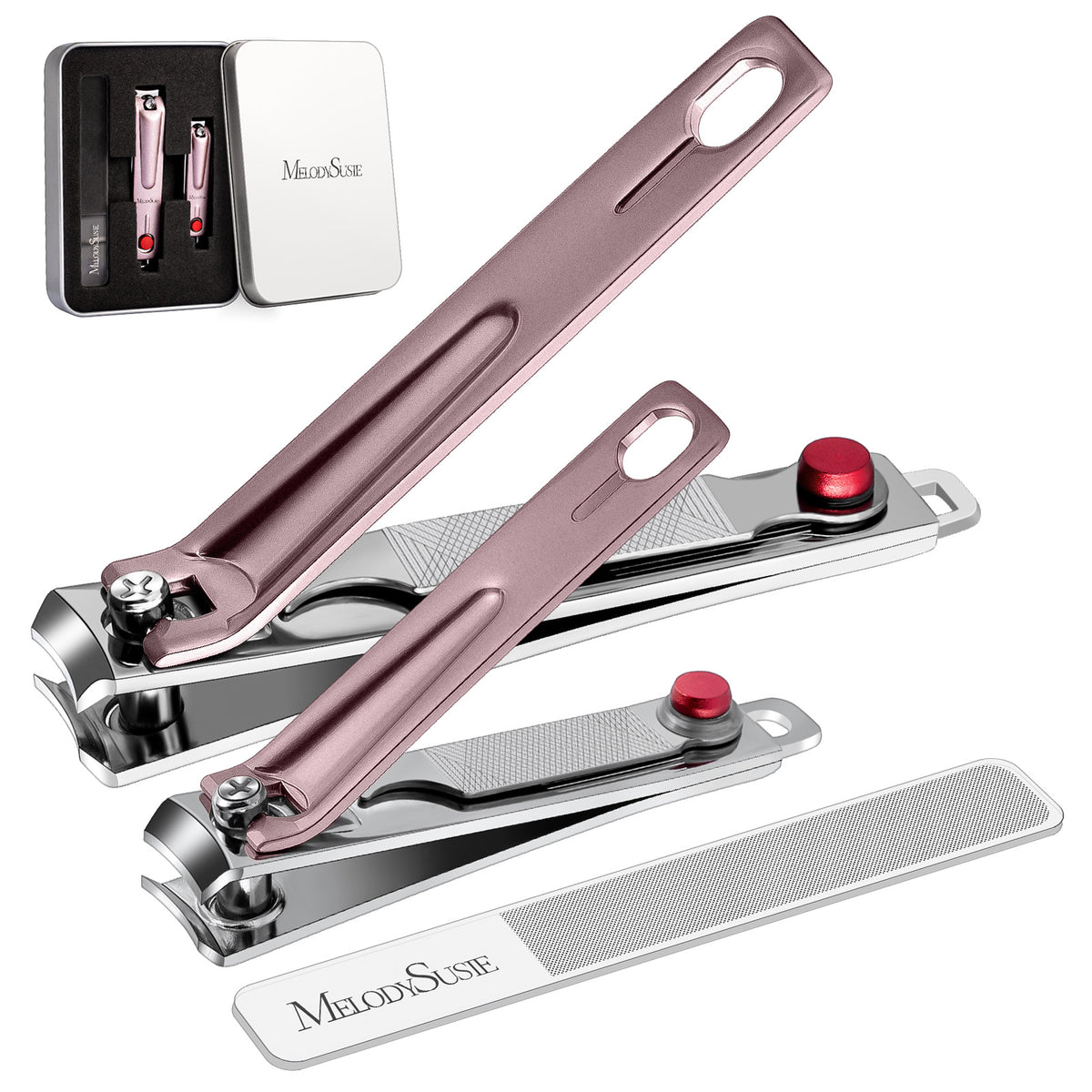 Stainless Steel Nail Clippers in Kit Pink