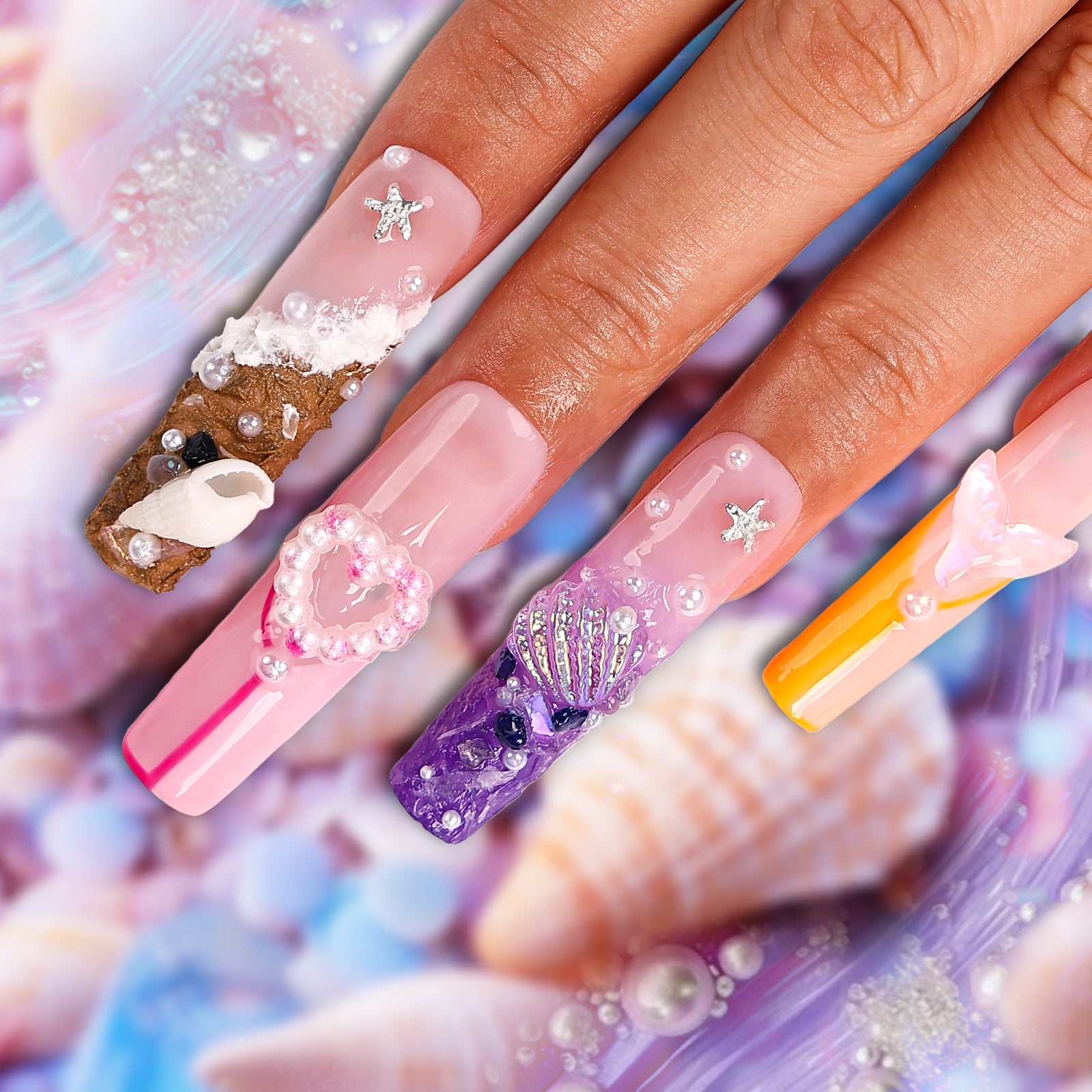 Beachy Keen  Square Xtreme Press On Nails