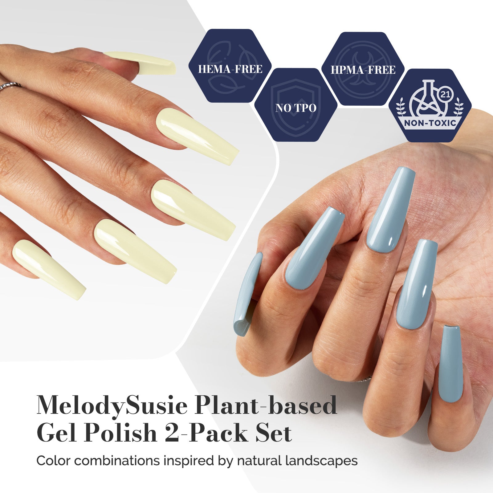 Fleurwee Gel Polish 2Pcs Pale Yellow&Gray Blue-P09+P32