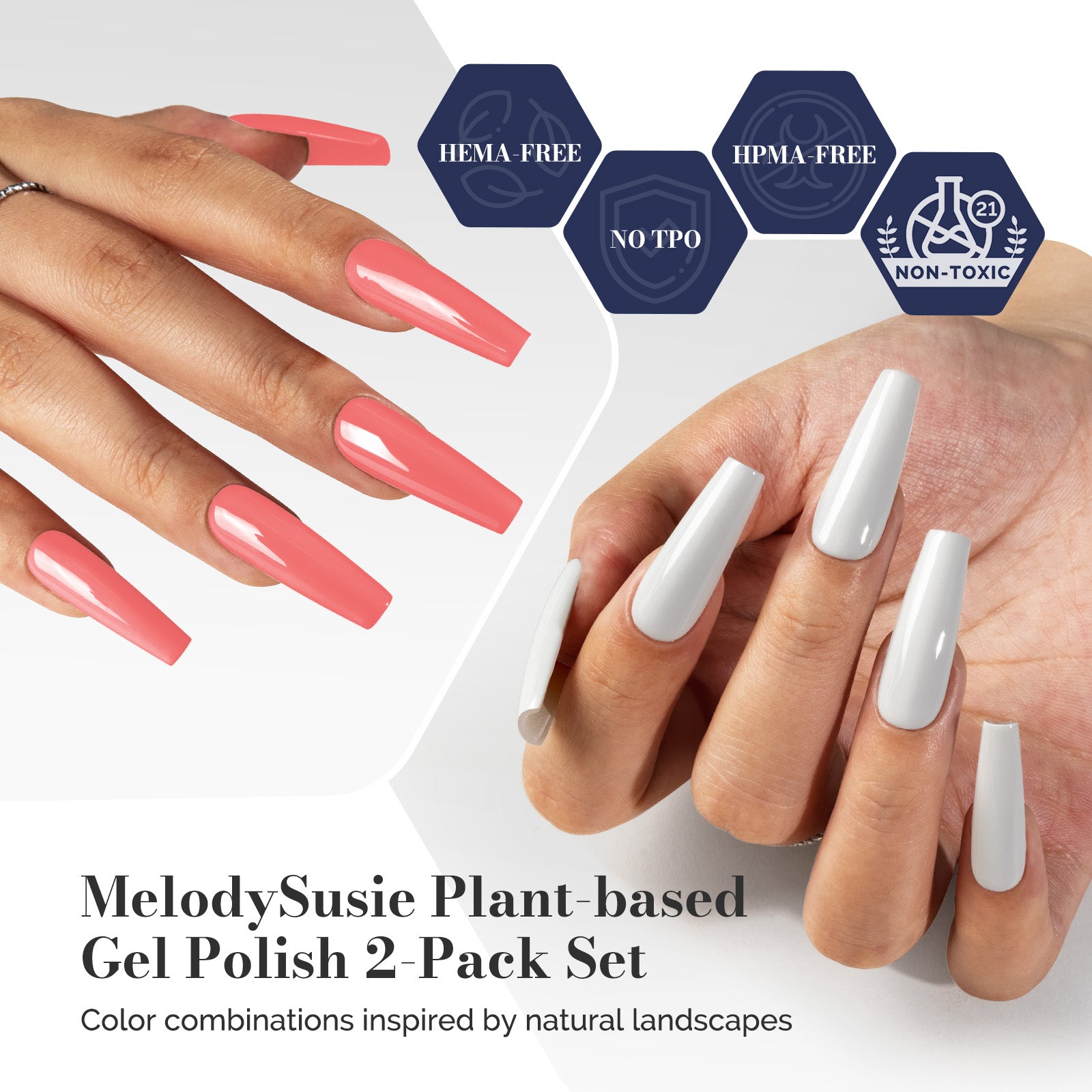 Fleurwee Gel Polish 2Pcs Coral Orange&Milky White-P04+P25