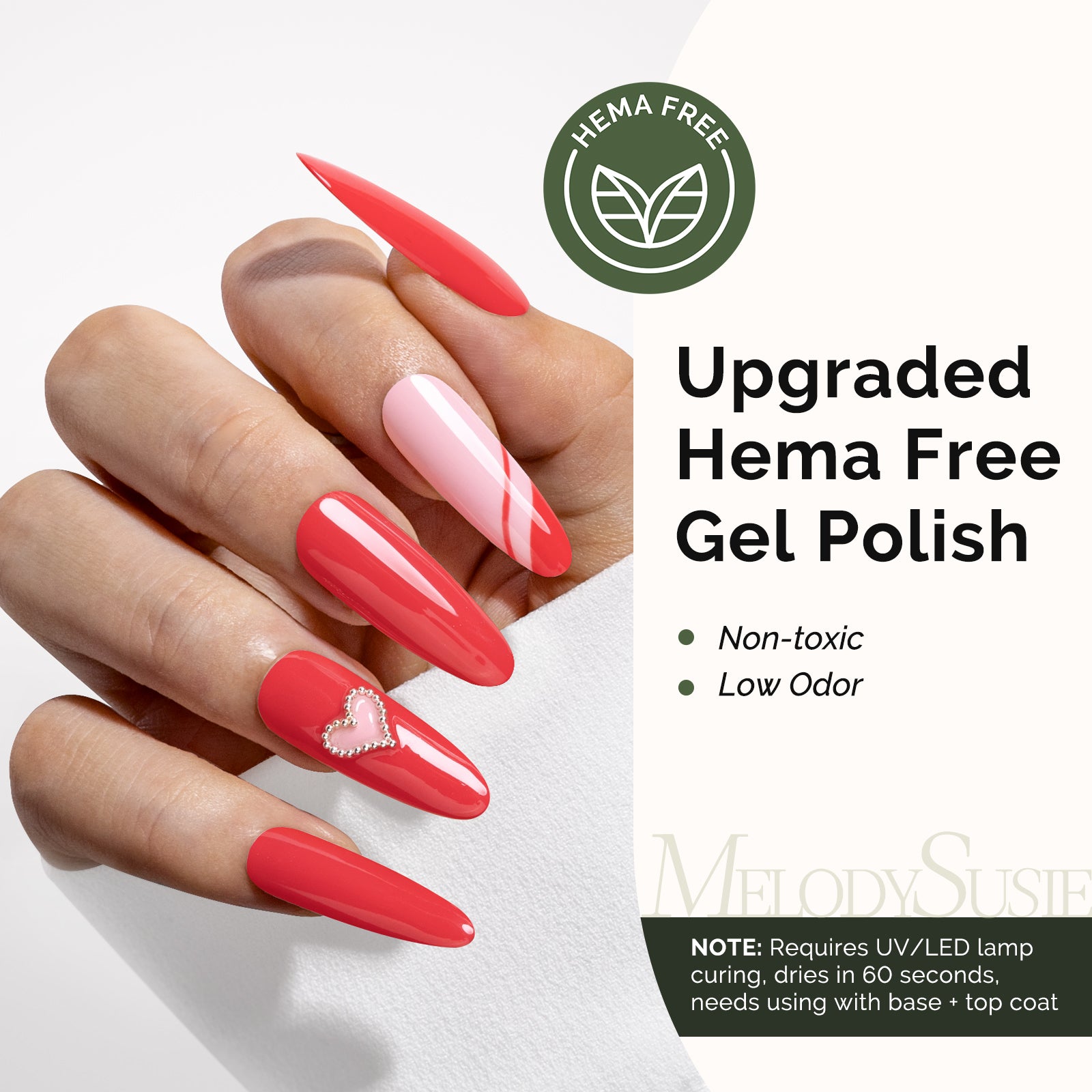 Hema Free Gel Nail Polish 0.5 fl oz/15ml - K1275 Thick Bright Coral Red