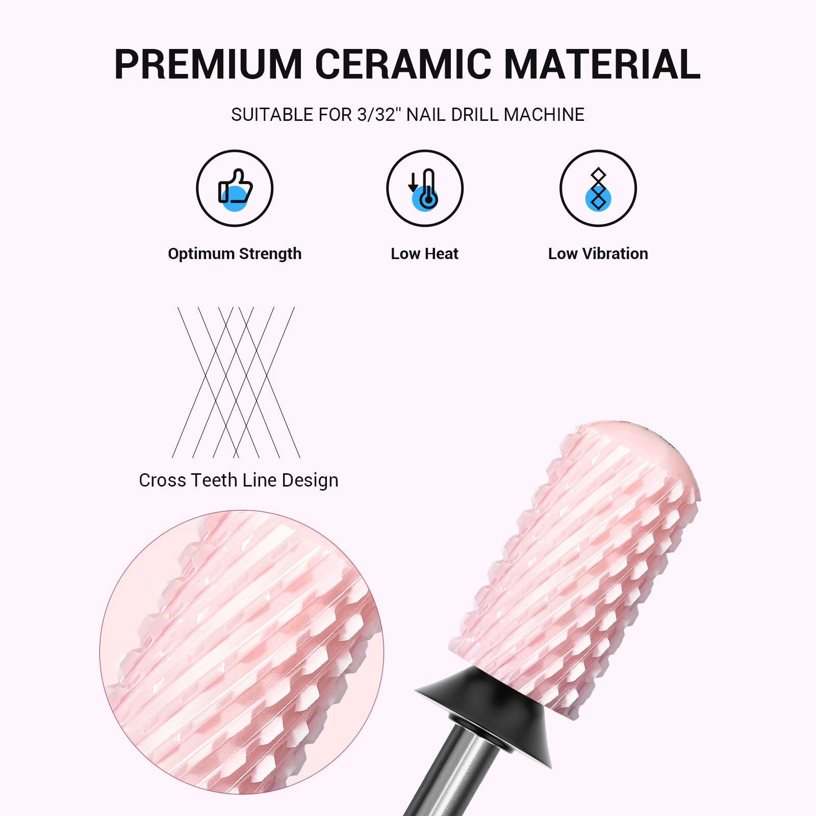 Smooth Round Top Large Barrel Ceramic Nail Drill Bit