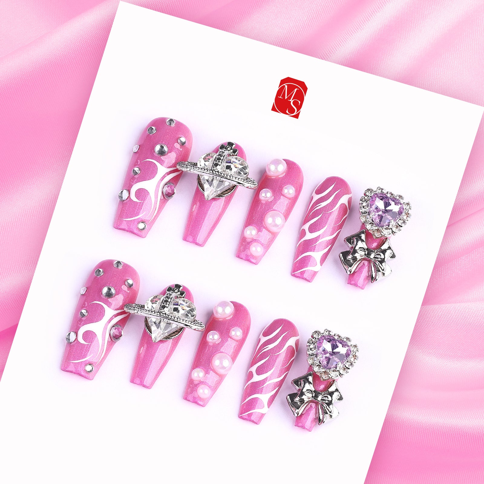 Diamond Diva Coffin Medium Press On Nails | MelodySusie