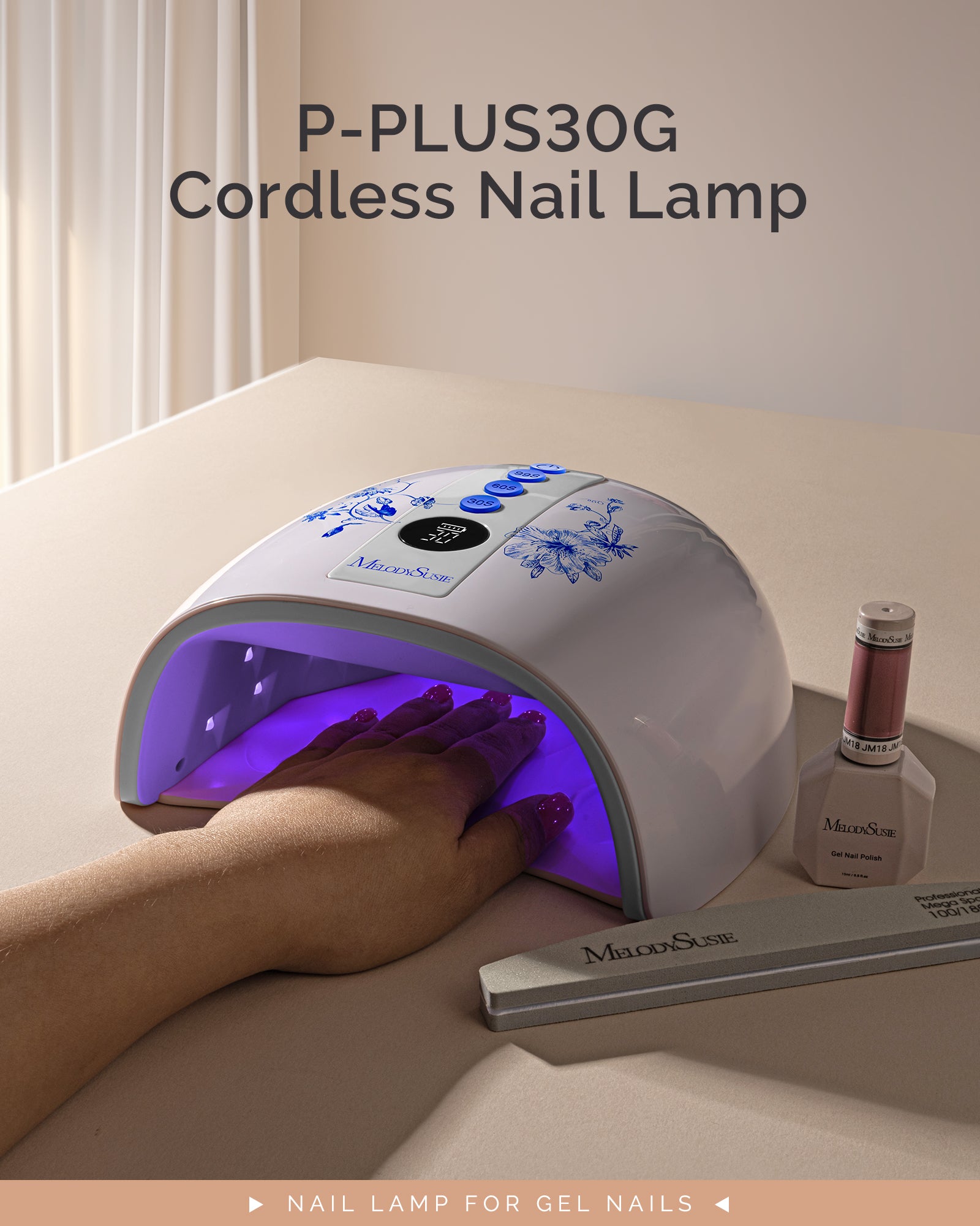 P-PLUS30G Rechargeable Cordless UV/LED Nail Lamp - Flower Design