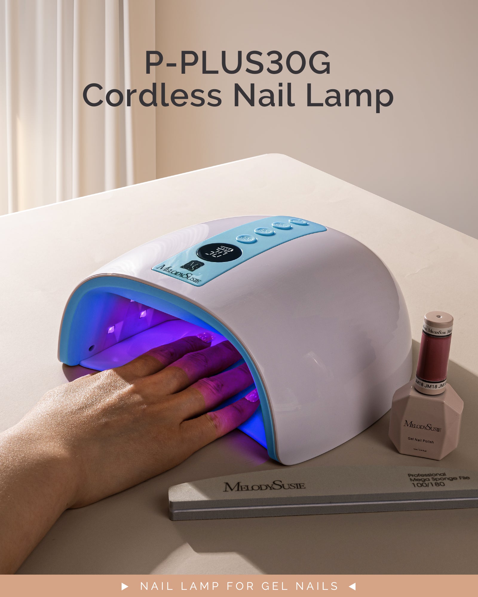P-PLUS30G Rechargeable Cordless UV/LED Nail Lamp - Blue
