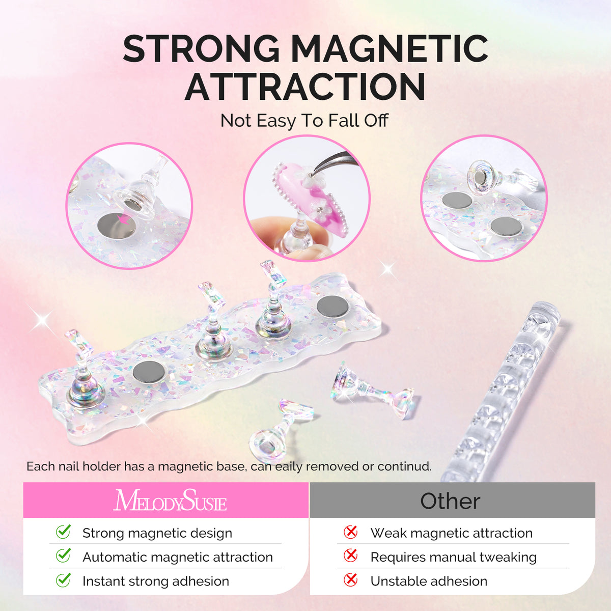 2-Set Acrylic Magnetic Base Nail Stand for Press Ons