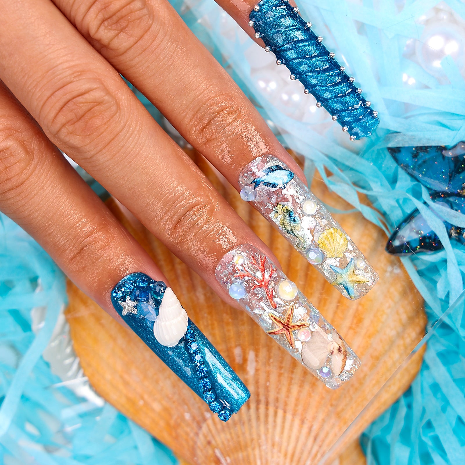 Under The Sea  Square Xtreme Press On Nails