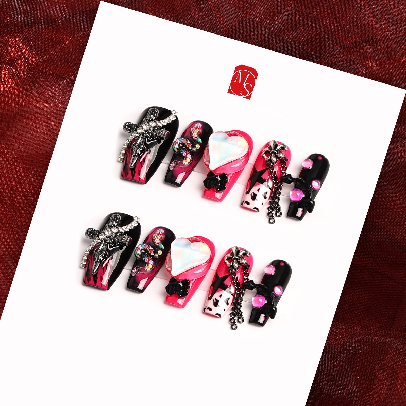 Pink Noir  Coffin Regular Press On Nails | MelodySusie