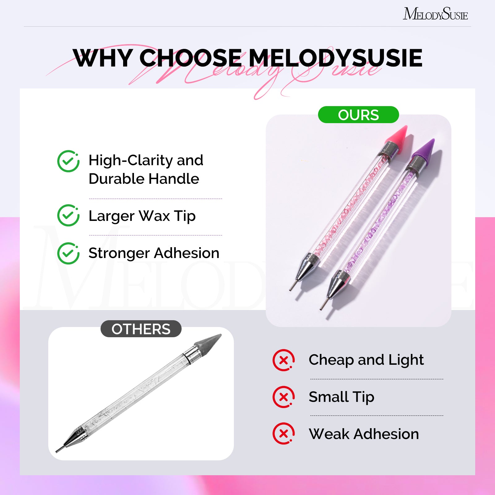 Nail Art Rhinestone Picker Tool Set - Pink & Purple - US ONLY