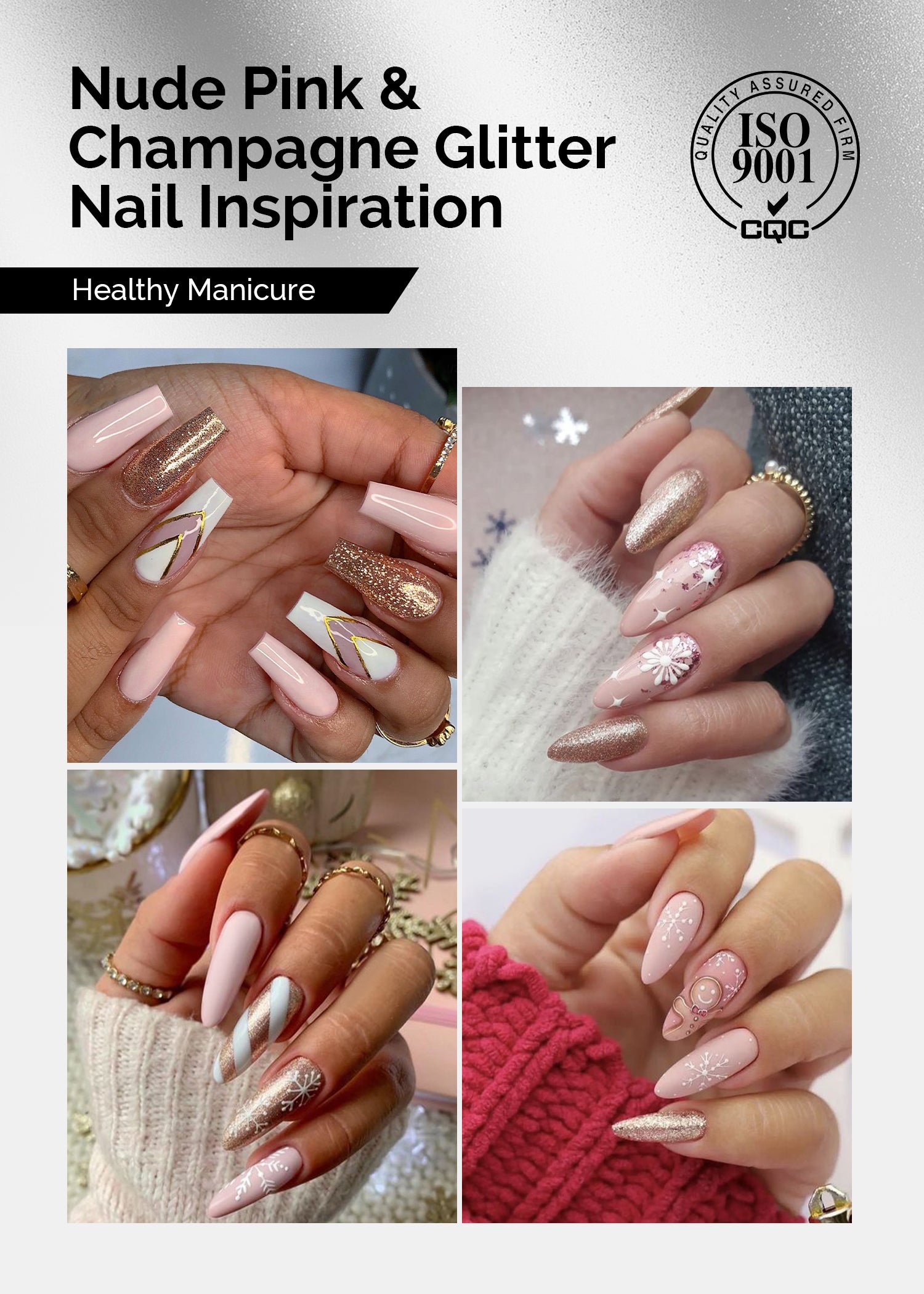 Gel Nail Polish Gold and Nude Pink - 2 Pack 15ml