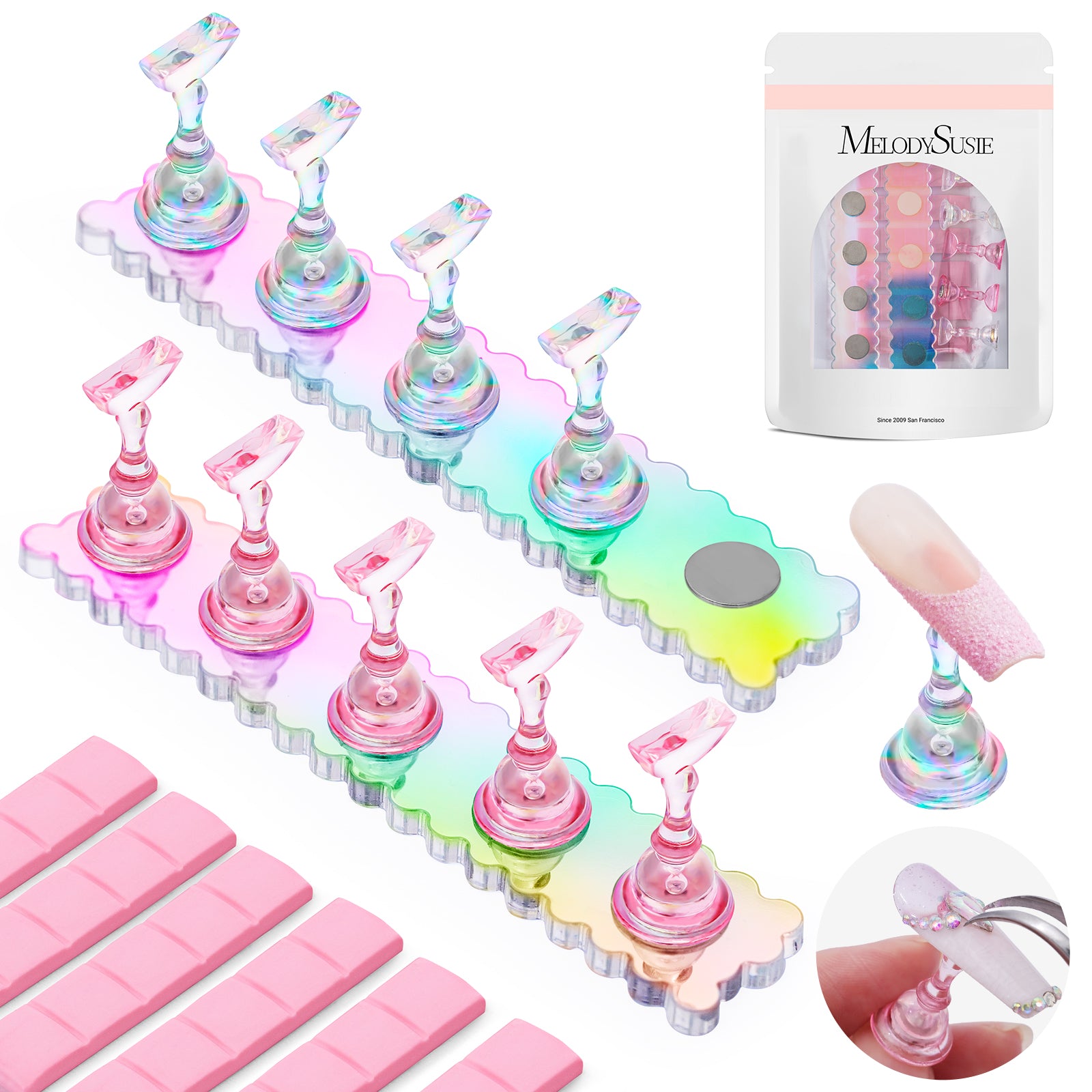 2 Sets Acrylic Magnetic Nail Stand