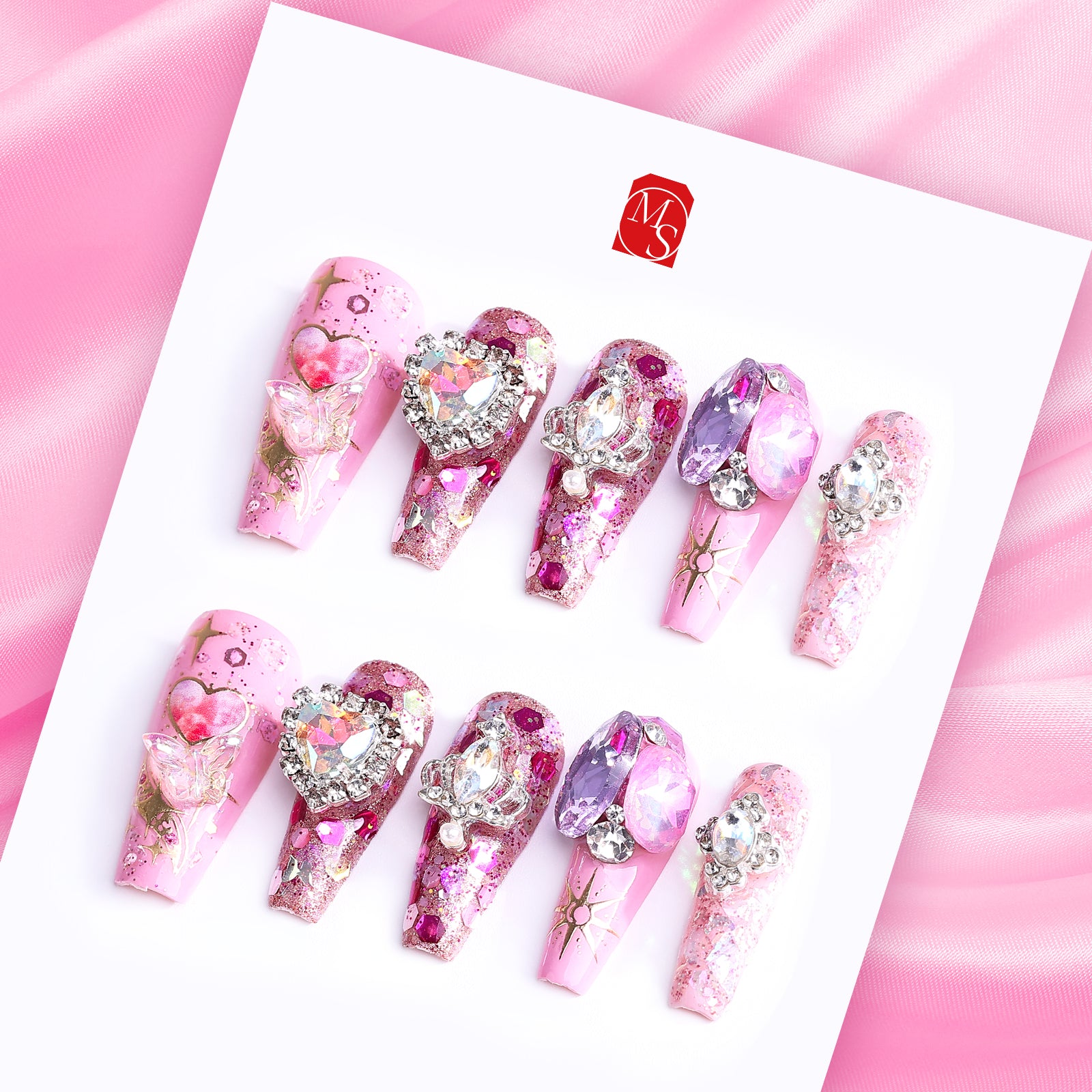 Pink Universe Coffin Medium Press on Nails | Melodysusie