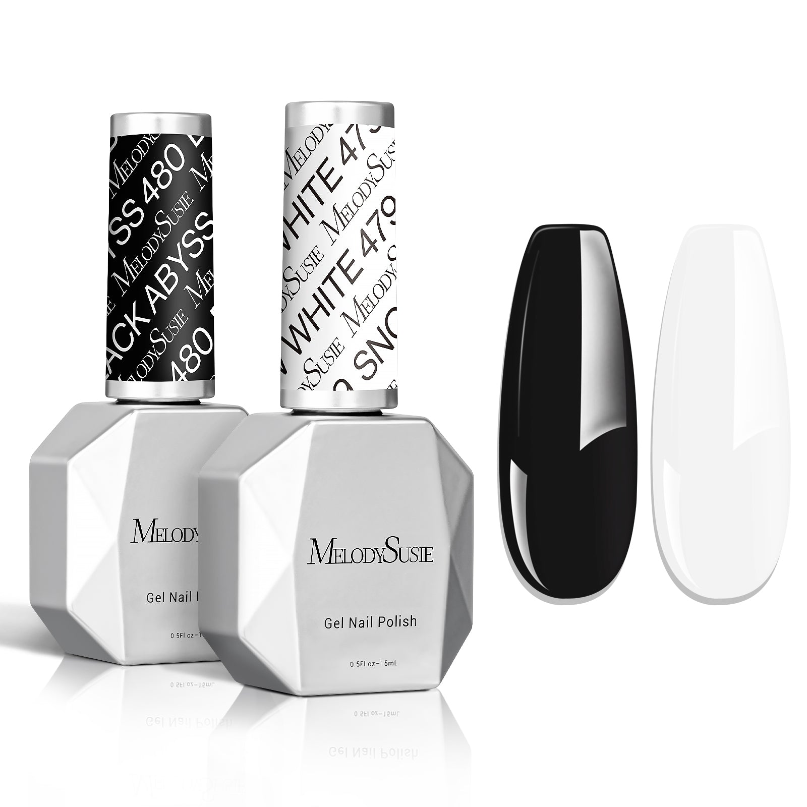 Gel Nail Polish White and Black 2 Pack 15ml