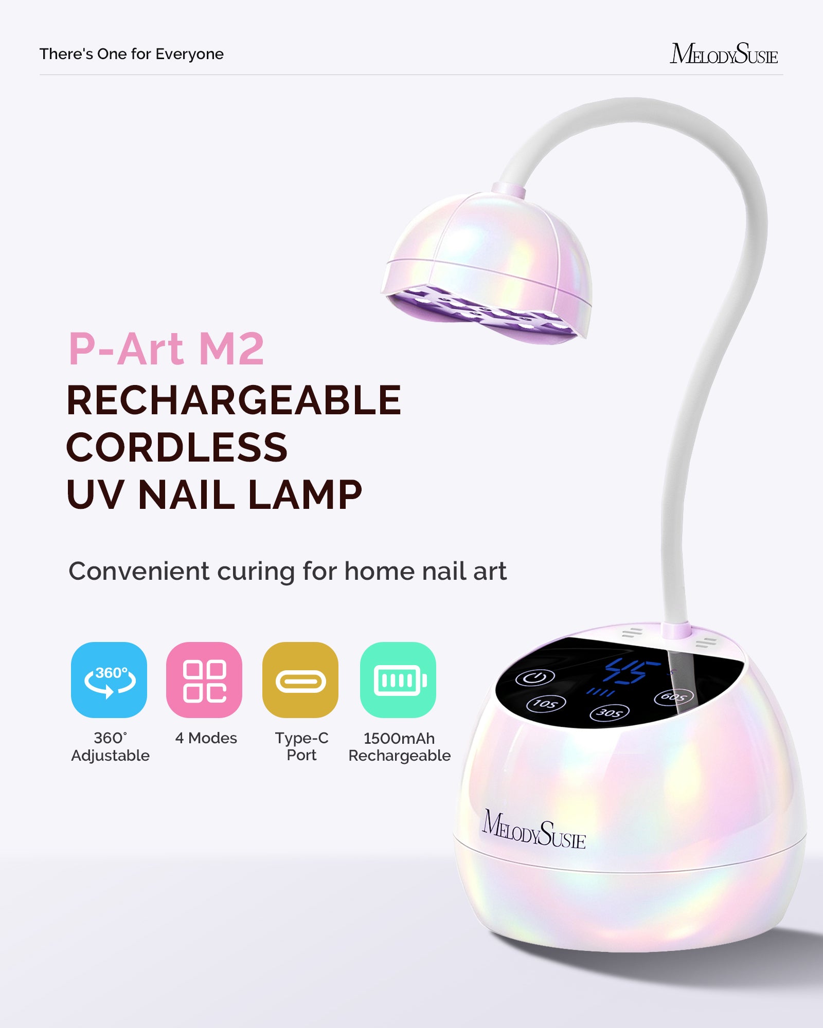 (US ONLY) P-ArtM2 Gooseneck Cordless UV Nail Lamp - Pearl White
