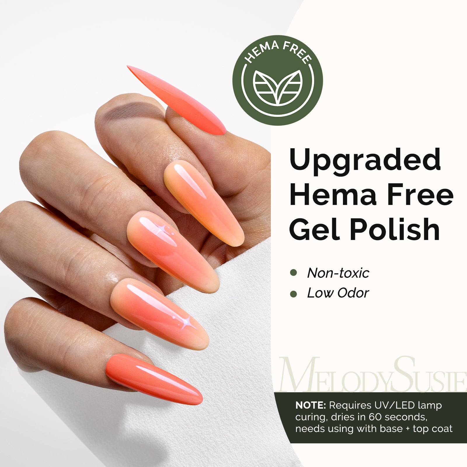 Hema Free Gel Nail Polish 0.5 fl oz/15ml - K1152 Thick Coral Orange