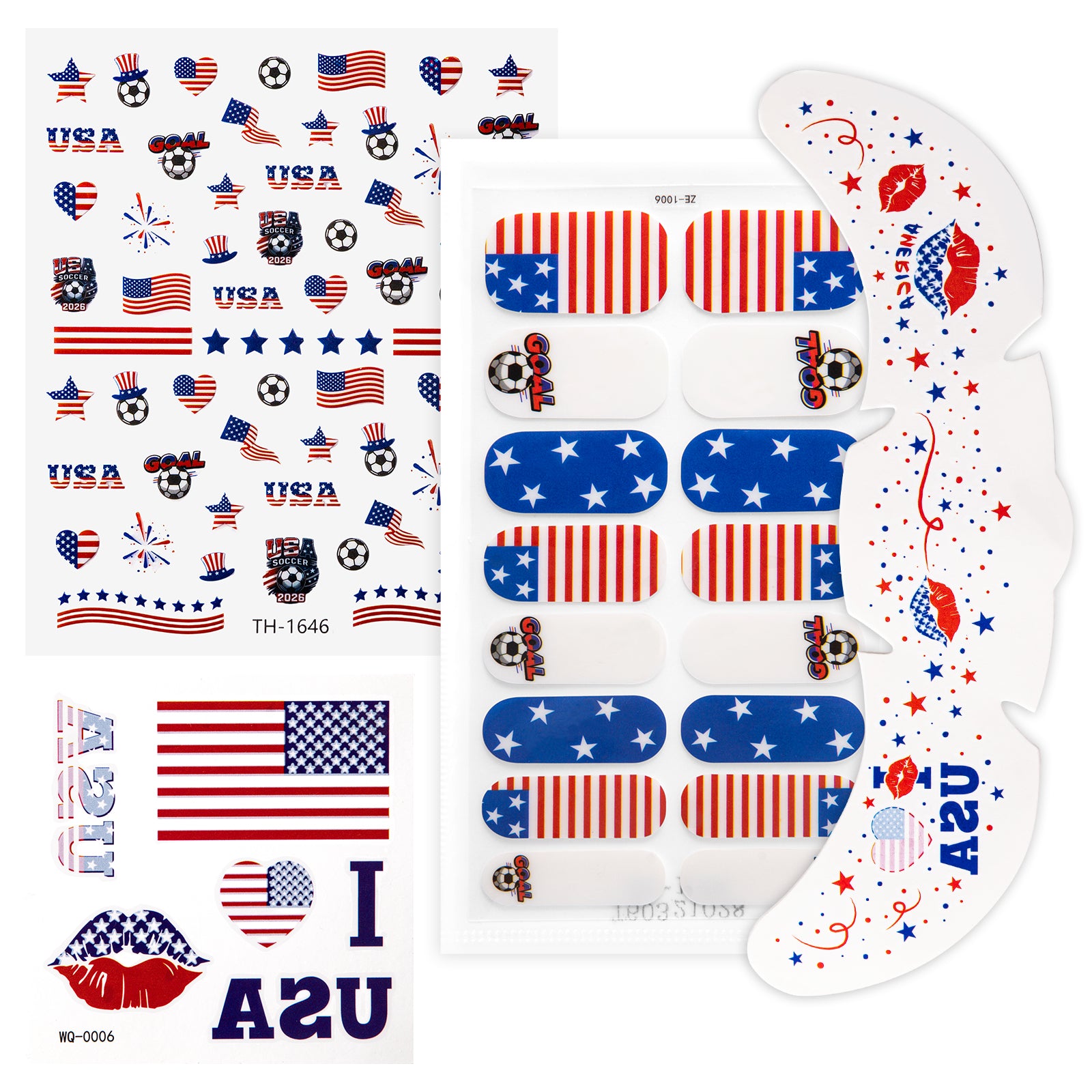 Gameday FanGlow Kit with World Cup Soccer Flag Nail Strips & Face Temporary Tattoos