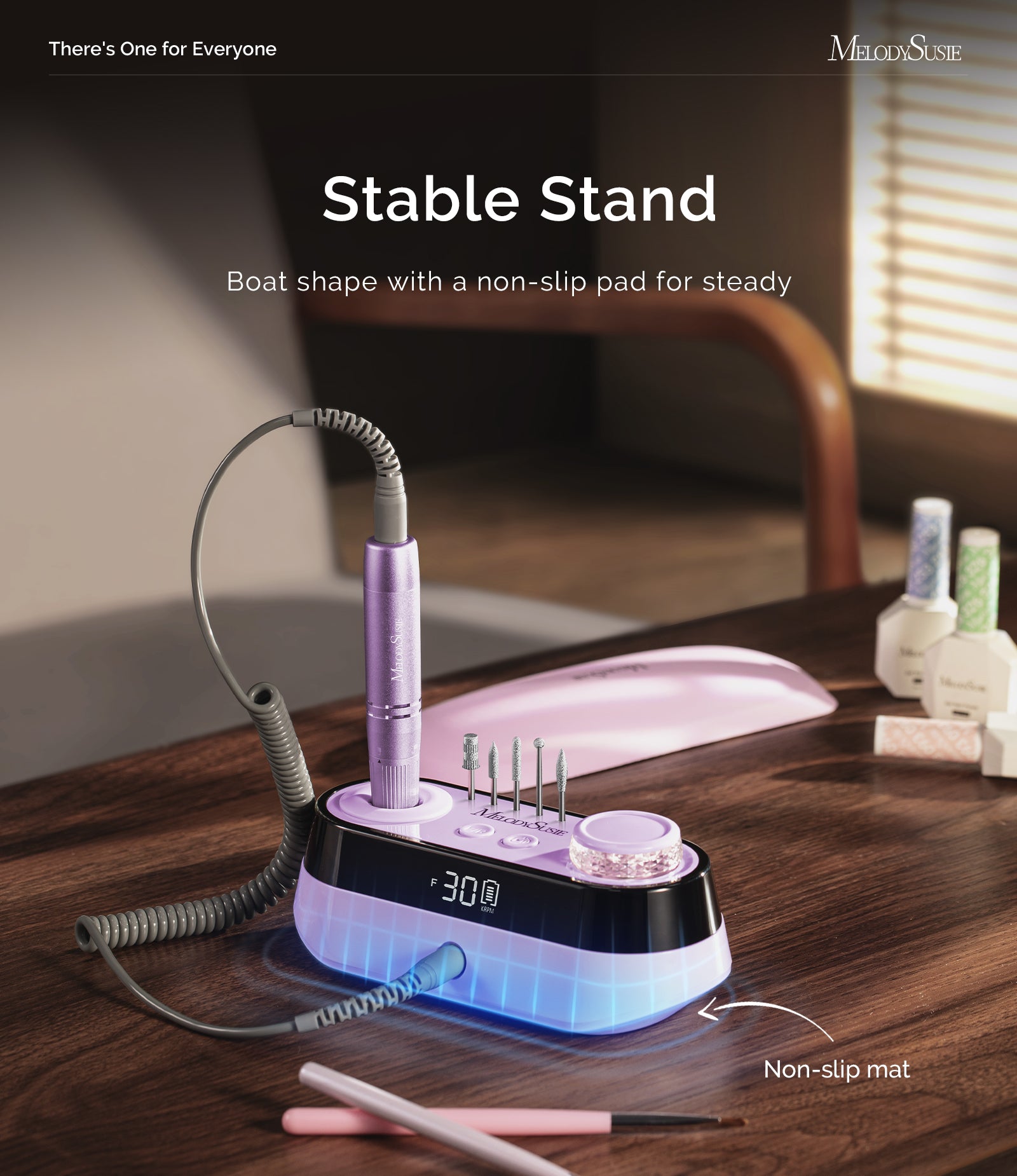 SC320A Desktop Multifunctional Rechargeable Nail Drill 30,000RPM - Purple