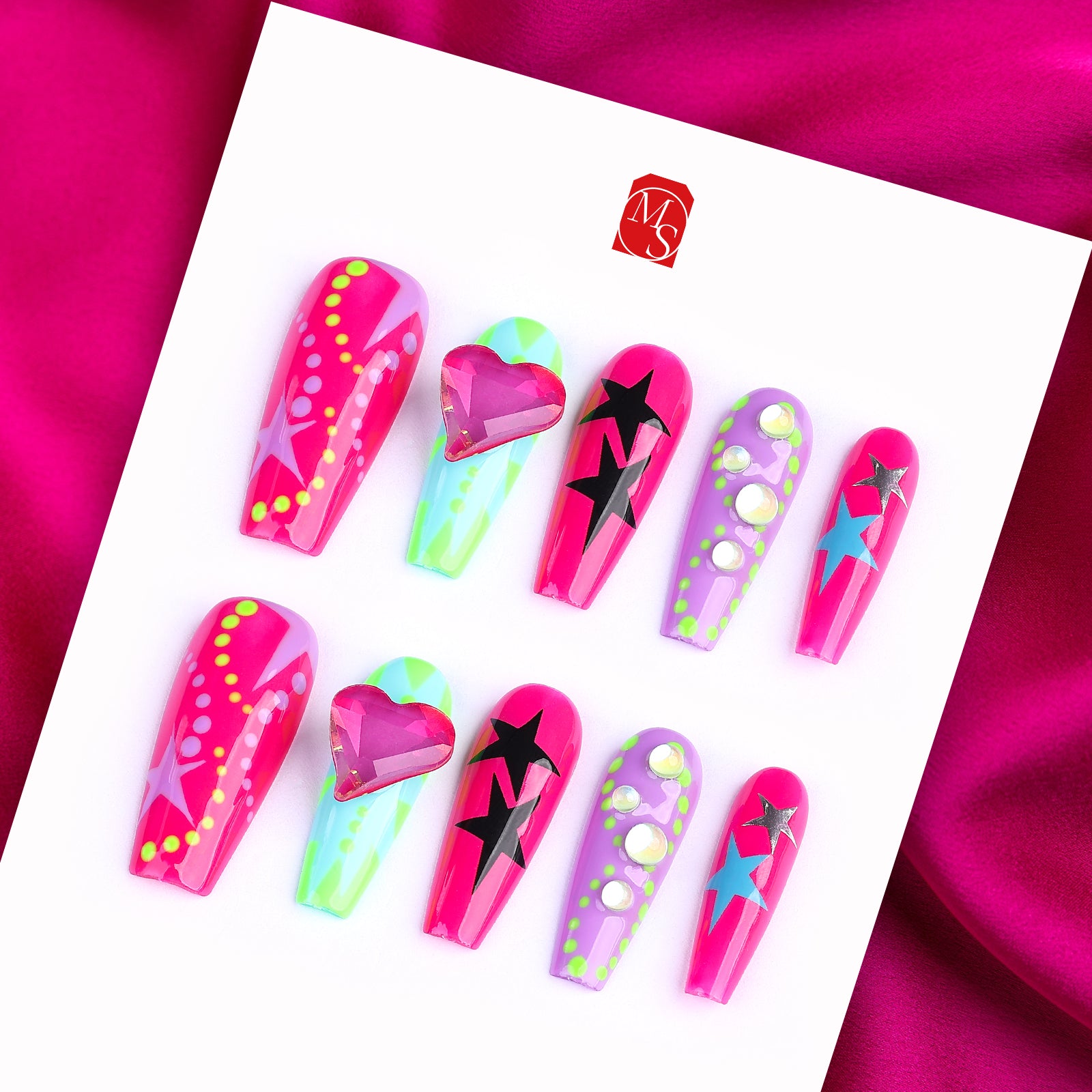 Neon Rollerblade Coffin Medium Press On Nails| MelodySusie