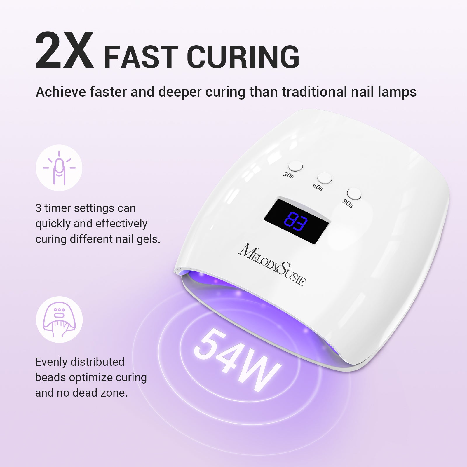 54W UV LED Professional Gel Nails UV Light Dryer | MelodySusie