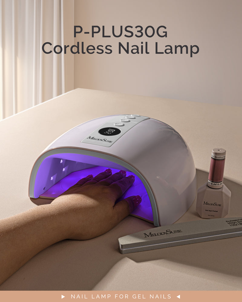 MelodySusie P-PLUS30G rechargeable cordless UV LED nail lamp 48W with LCD display detachable base and smart sensor for at-home gel curing anywhere