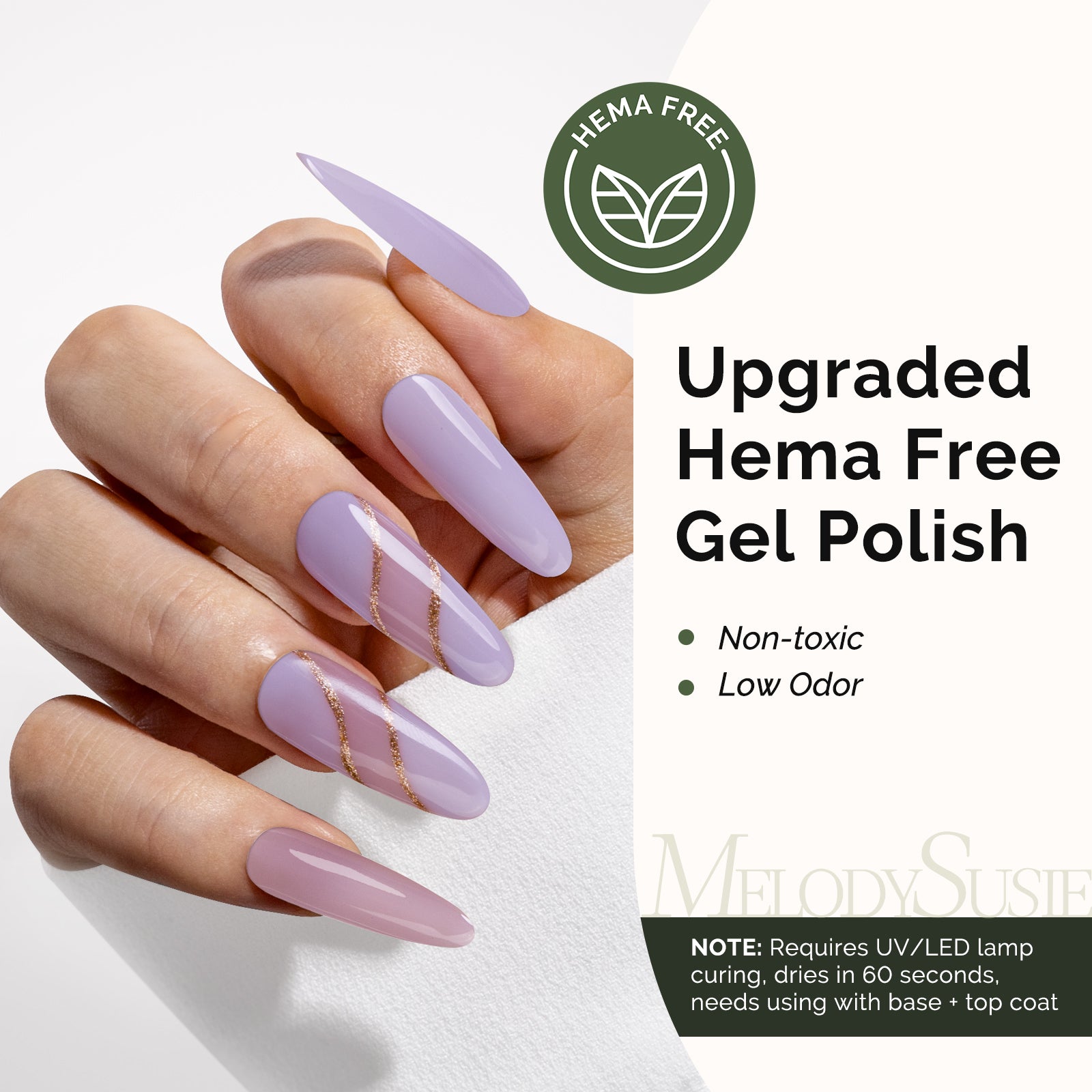 Hema Free Gel Nail Polish 0.5 fl oz/15ml - K0798 Thick Light Lavender Purple