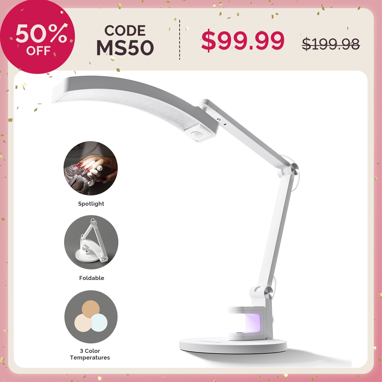 S-Pro29G Nail-Focused 3-Mode Manicure Table Lamp