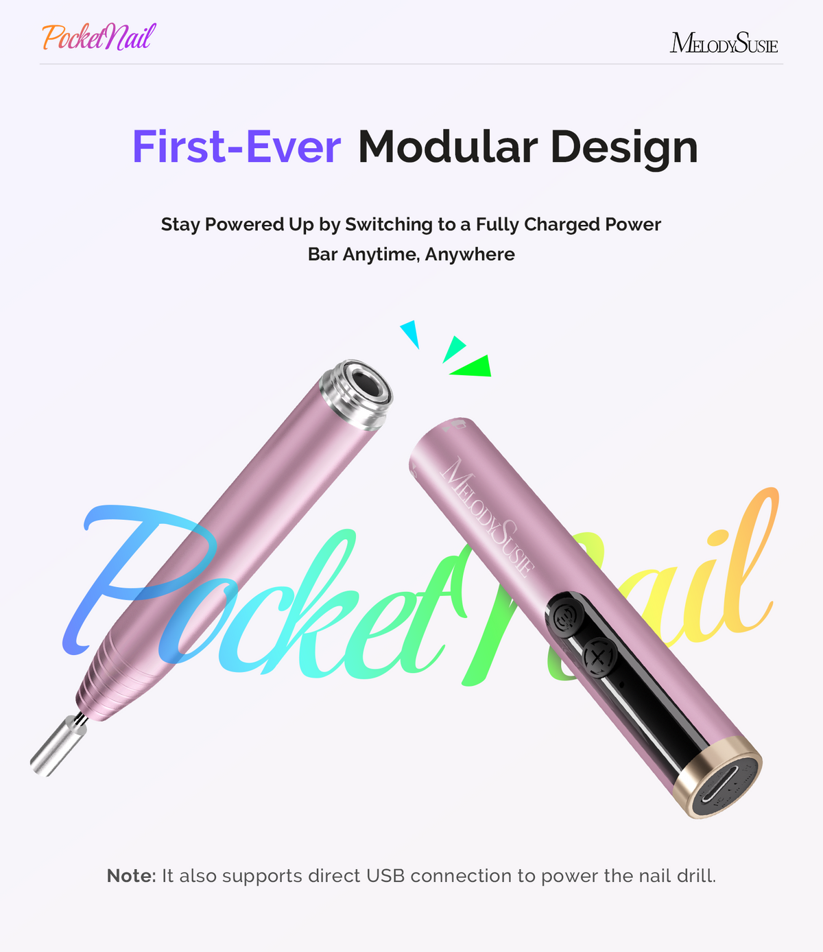 PocketNail PC100GR Pen-Shaped Portable Rechargeable Nail Drill 20,000RPM