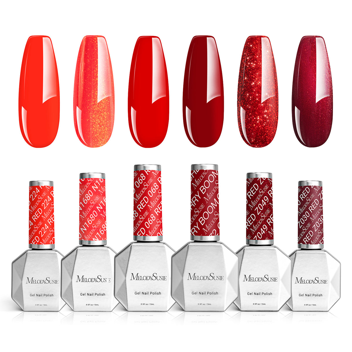 6 Colors TPO-Free Thick Gel Nail Polish Set 15ml - Red