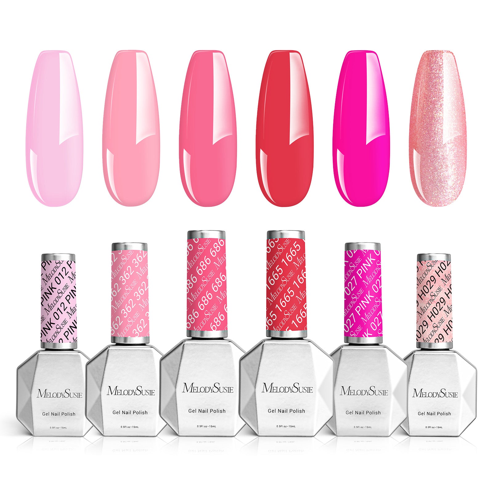 6 Colors Thick Gel Nail Polish Set 15ml - Pink