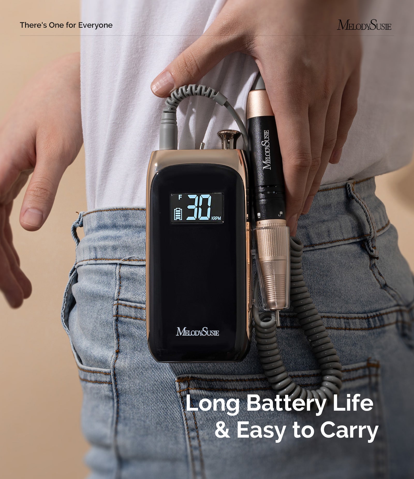 Jade(SC320C) Clip-On Vintage-Style Rechargeable Nail Drill 30,000RPM - Black