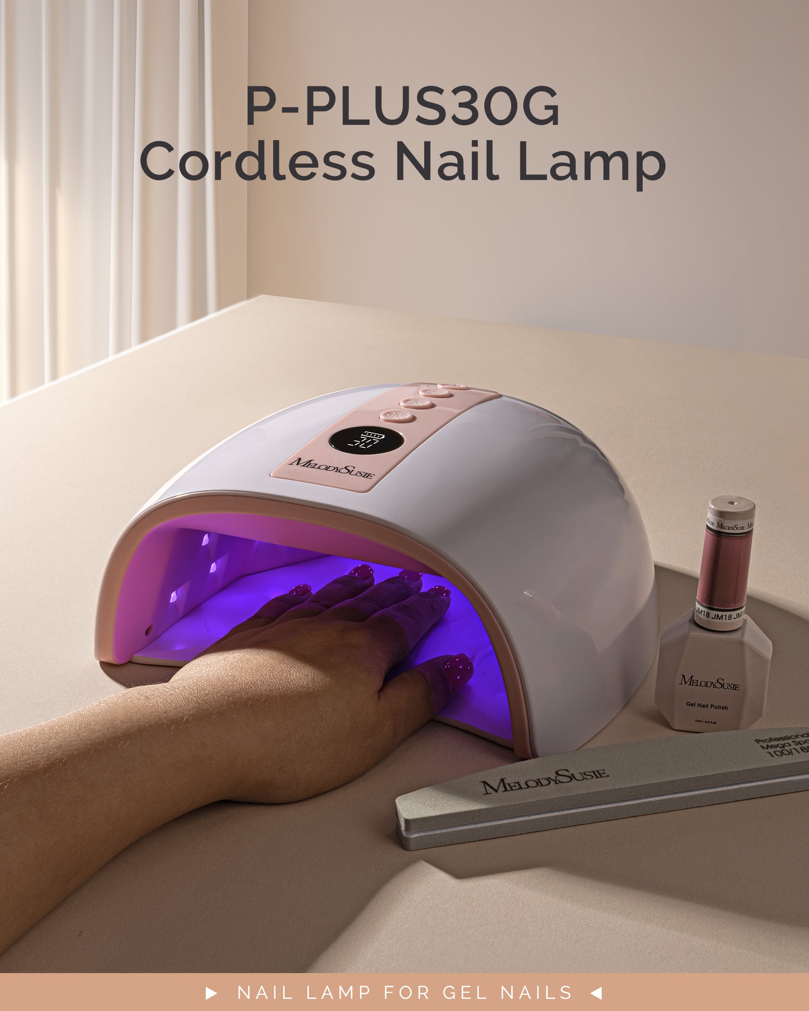 P-PLUS30G Rechargeable Cordless UV/LED Nail Lamp with UV Glove