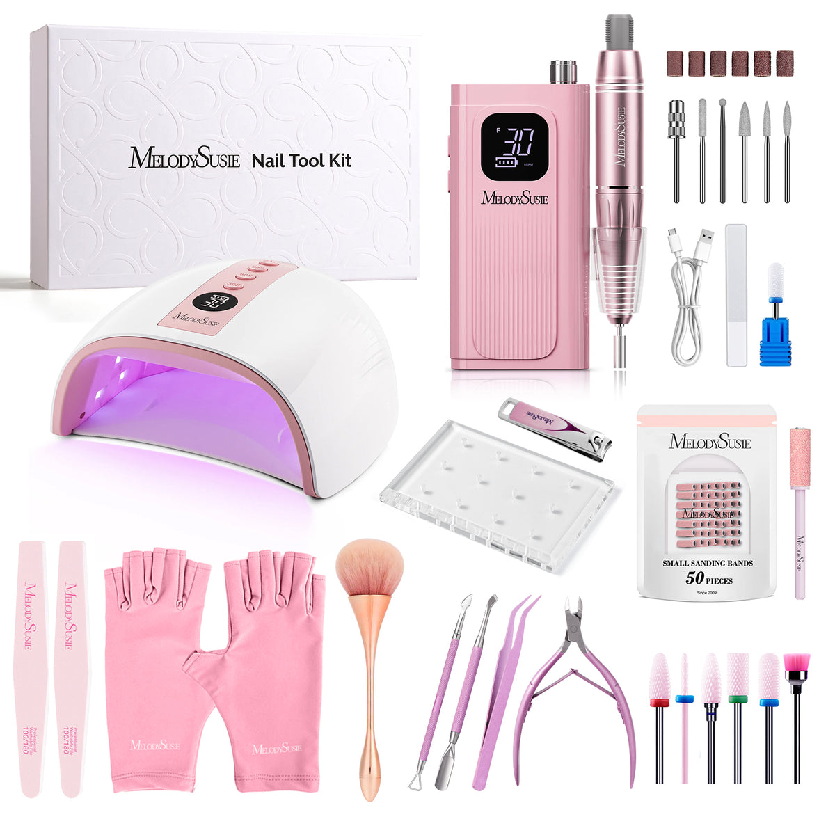 MelodySusie SC300E Nail Drill & P-PLUS30G Nail Lamp Gift Box